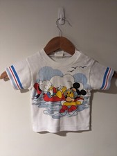 Vintage 1984 Disney Babies Mickey Mouse Donald White 18 Months T-Shirt