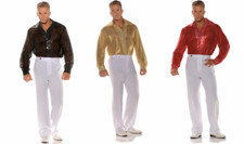 70S 80S MENS MALE DISCO SEQUIN COSTUME SHIRT DANCE FEVER SATURDAY NIGHT PIMP