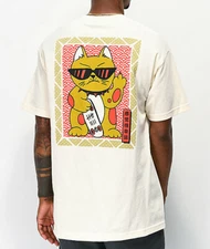 Zumiez A-Lab Feline Lucky Cream Cool Tee Shirt New 