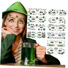 St Patricks Day Shamrock Temporary Tattoos, 4 Style B-Shamrock Face Tattoos