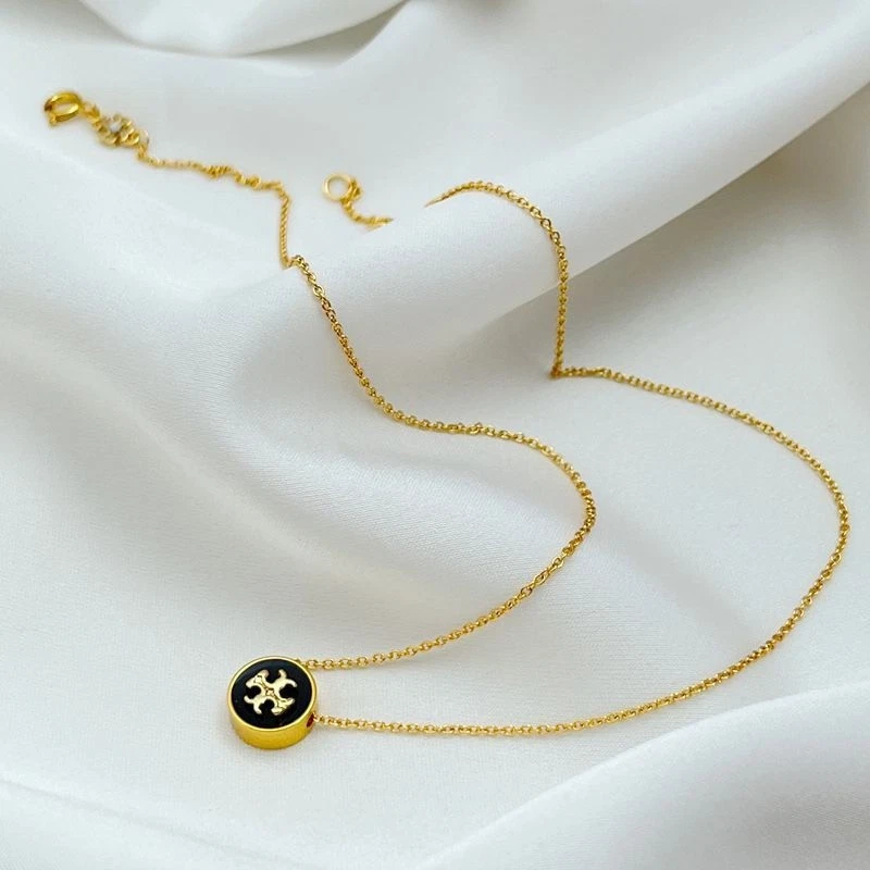 全新! Tory 黑色圆形项链带珠宝袋 尺寸长度:46 厘米 — 第 3/3 张图片