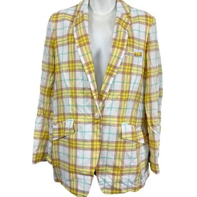 Rag & Bone 100% Cotton Plaid Yellow Margot Blazer NWT Longline Jacket sz 8