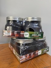 2 Pk NIB Ball Amber Brown Jars Set of 4 Wide ...