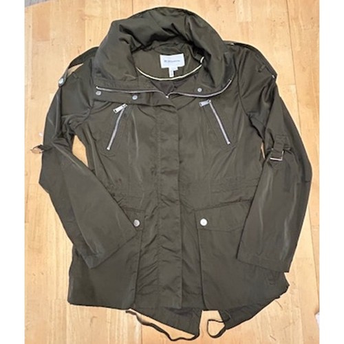 BCBGeneration OLIVE Lightweigth Hooded Windbreaker Jacket Coat Zippers L - Picture 1 of 17