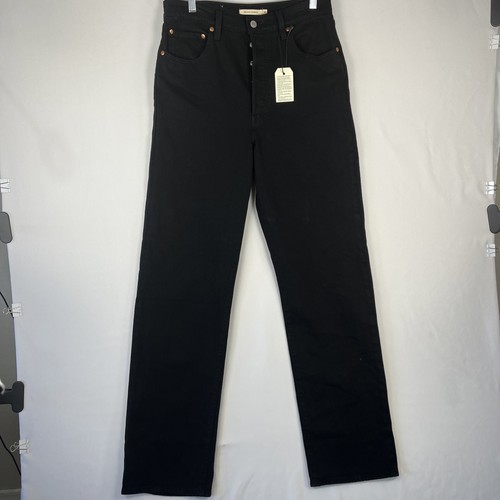 NEW! Levi’s Premium Ribcage Straight Women’s Jeans 30x34 Button Fly Denim Black