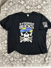 Young Bucks Official Bullet Club Pro Wrestling Tees Men's Black Shirt 3XL NJPW