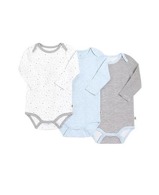 Gertex Snugabye Dream Baby Boys Long Sleeve Bodysuit 3 Pack-Multicolor-3M