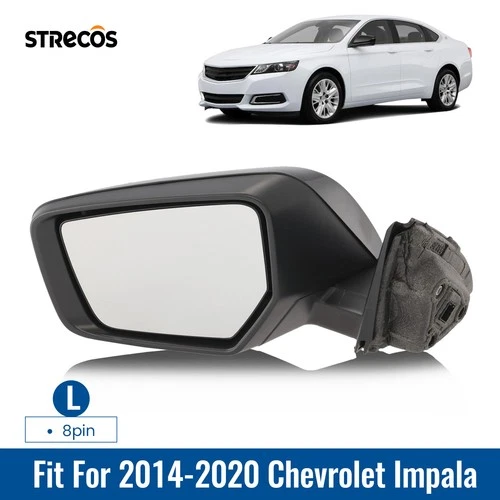 Driver Side Mirror For 2014-2020 Chevrolet Impala Matte Black 8 Pin (22936943)