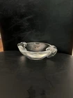 Vintage MCM Steuben Crystal Double Crimped Handles Ashtray 5.5" Signed