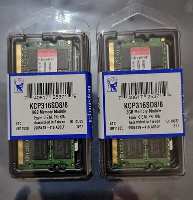Kingston 16GB 2x8GB DDR3 2RX8 1600MHz PC3-12800S 204pin Laptop Arbeitsspeicher RAM 1,5V