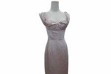 House of CB London Cream Satin Corset Midi Dress Bodycon Elegant Wedding Guest