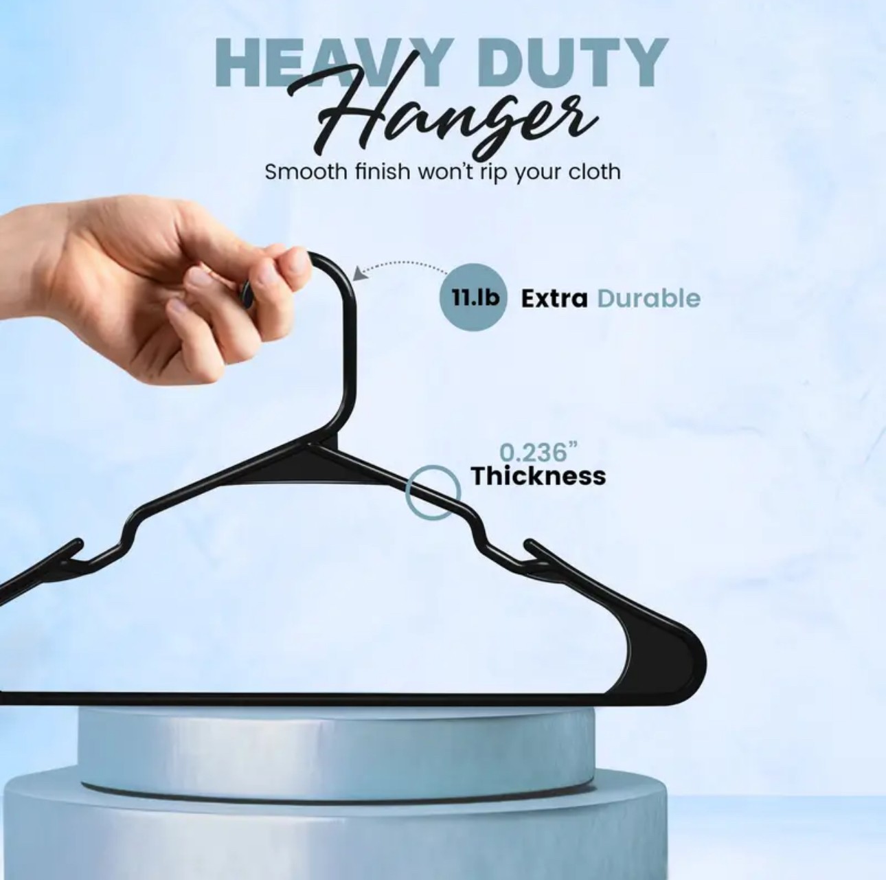 Heavy-Duty Non-Slip Plastic Clothes Hangers with Double Hooks – 25 Pack