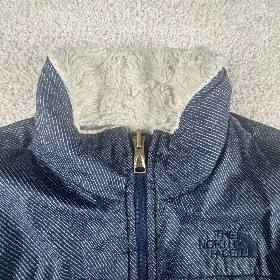 North Face куртка Kids девочек мальчиков маленький синий двусторонний флис зимнее пальто - Изображение 3 из 4