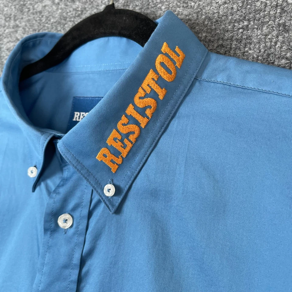 Resistol Men’s Western Button-Down Shirt XL Blue Embroidered Logo Long Sleeve - Image 3 of 4