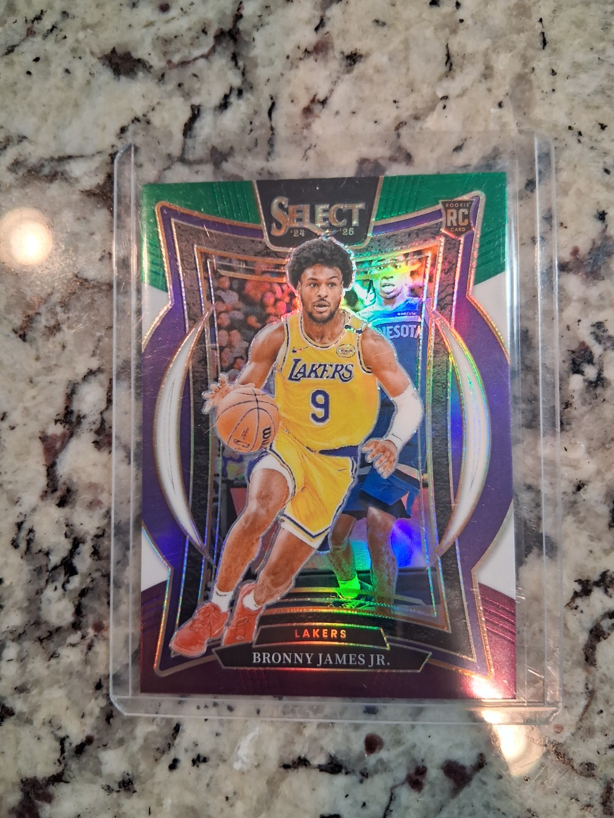 2024-25 Panini Select Bronny James Green White Purple Prizm #90 Rookie RC Lakers