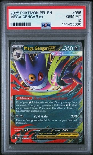 2025 POKEMON PFL EN-PHANTASMAL FLAMES #056 MEGA GENGAR EX PSA 10