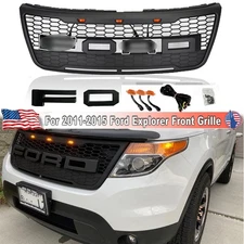For 2011-2015 Ford Explorer Front Grille Raptor Style Upper Bumper Grille Black
