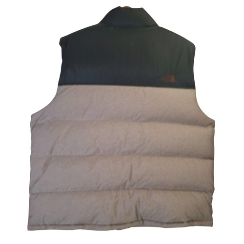 The North Face Vest Mens 2XL Black Gray Nuptse 700-Fill Goose Down Puffer - Picture 2 of 10