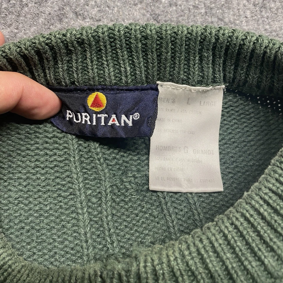 Suéter pesado robusto verde puritano vintage anos 80/90 serve para leitura média - Imagem 4 de 4