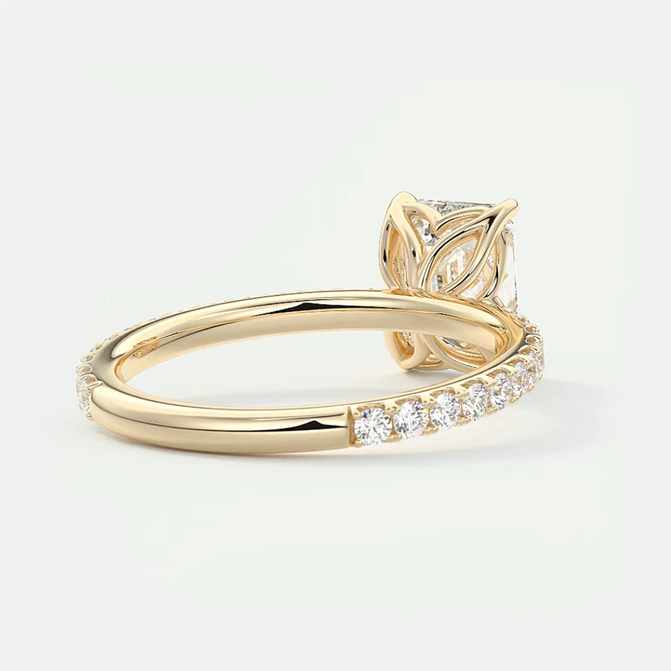 Wedding Setting Semi Mount Ring 14k Yellow Gold Diamond Emerald 0.50 Carat Solid - Image 4 of 4