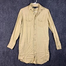 Ralph Lauren Sport Shirt Dress Womens 4 Beige Snap Front Western Long Twill