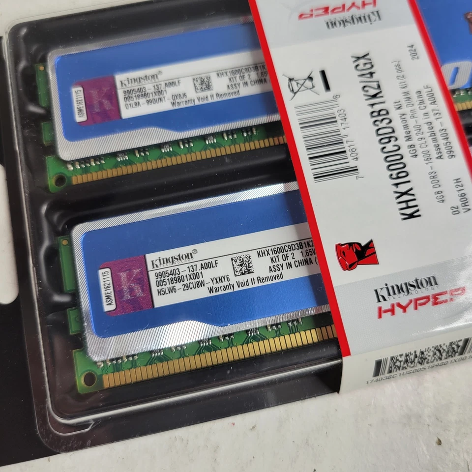 4GB Kit KINGSTON HYPERX DDR3 1600MHz (2GB x2) PC3-12800 Desktop Game Memory 240P - Image 2 of 3