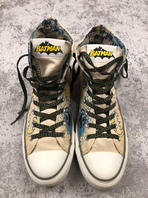 Converse Batman Comic Print High Top Sneakers in Black, Blue, Yellow Converse High Tops Shoes Chuck Taylor All Star Batman DC  main image 3