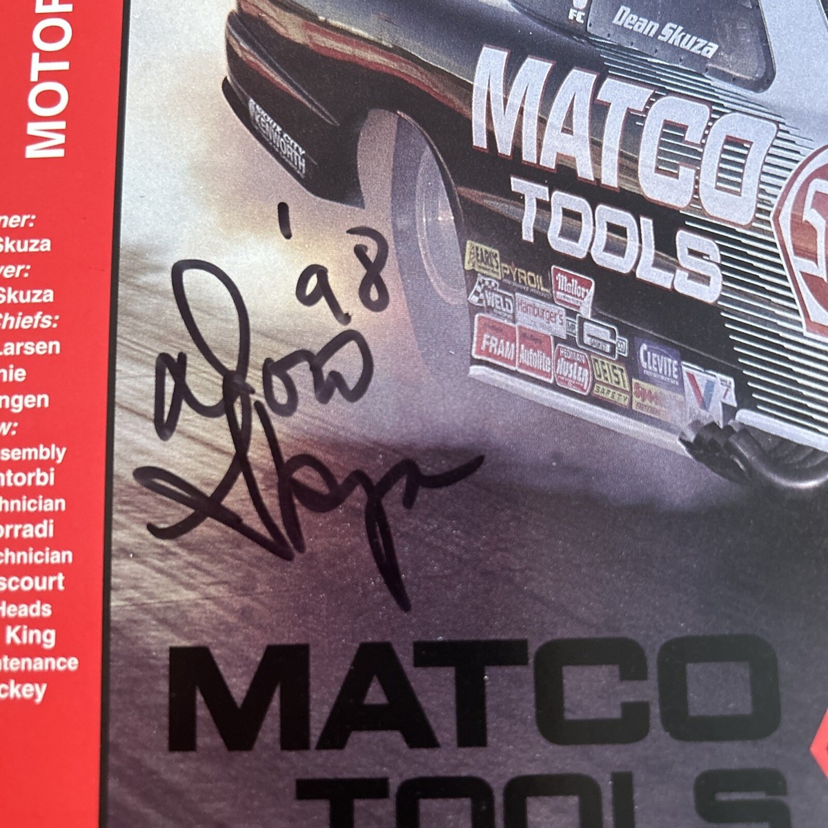 Matco Tools Racing Dean/Don Skuza Autographed NHRA 8.5 x 11