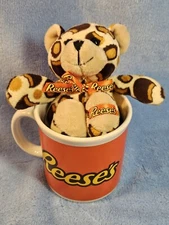 Reeses Peanut Butter Cups Mug With Leopard Stuffed Animal Coffee Hot Chocolate