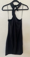 New Reformation Cibrina Halter Body-Con Mini Dress In Black Size M $118