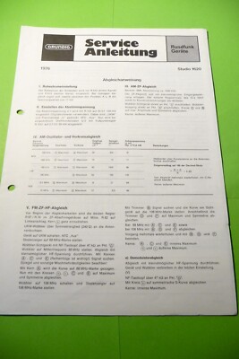 Service Manual Guide For Grundig Studio 1620, ORIGINAL!