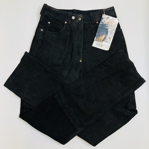 Hein Gericke Motorcycle Echt Suede Leather Pants Black Rider US 26x33 NEW - Picture 1 of 12