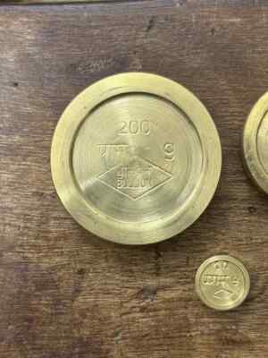 Lotto Di 8 Ottone Rotondo Dorato Che Misurano Pesi Originale Sottile Qualità - Foto 7