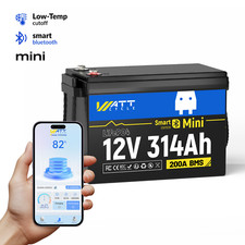12V 314Ah 3584Wh 300Ah Bluetooth LiFePO4 Lithium Battery 200A BMS Solar RV Home