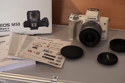 Canon EOS M50 Mark II 24,1MP Spiegellose Systemkamera - weiß (Kit mit 15-45mm) +