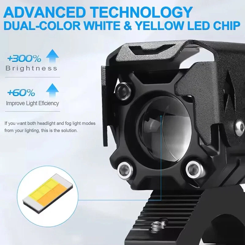 摩托车LED聚光灯前大灯雾灯双色SUV越野摩托车通用型 - 图片4/15