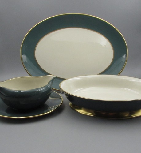 Flintridge Fine China SYLVAN Teal Serving Set - Three Pieces - Used - Picture 2 of 4