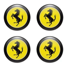 4x Ferrari Emblem Silicone Self-Adhesive Sticker Badge Wheel Cap Decal