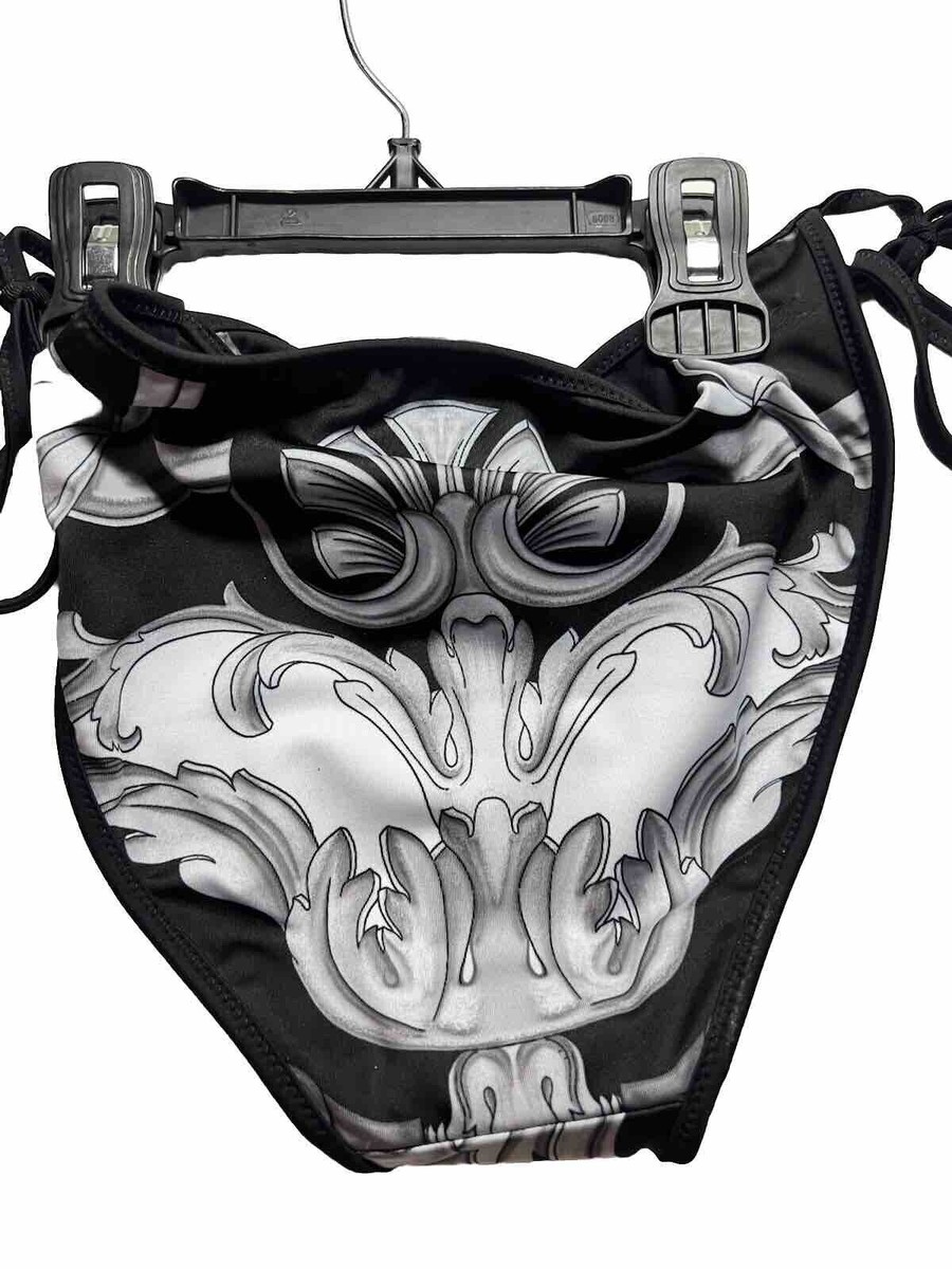 VERSACE Bikini Bottoms Baroque Print Side Tie Sz 4 Large