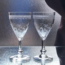 Baccarat old Saint Louis 1990s Art Nouveau Wine glass Pair
