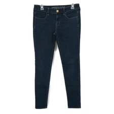 American Eagle Womens sz 4 Jeans Jeggings Dark Wash Faded Denim Skinny