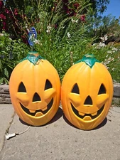 2x VINTAGE SUN HILL 20" HALLOWEEN BLOW MOLD JACK O LANTERN PUMPKIN, EUC w/ LIGHT