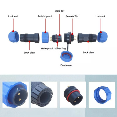 IP68 Wasserdichte Inline Kabelkoppler Steckerbuchse 2~26 Pin