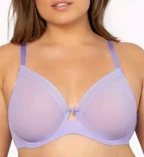 Curvy Couture Women’s 46H Sexy Sheer Mesh Plus Size Full Coverage Bra 