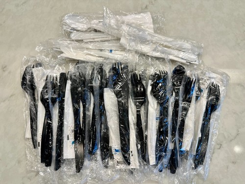 20 Sets New DISPOSABLE Plastic UTENSILS~Individual Wrapped Cutlery w/Salt&Pepper