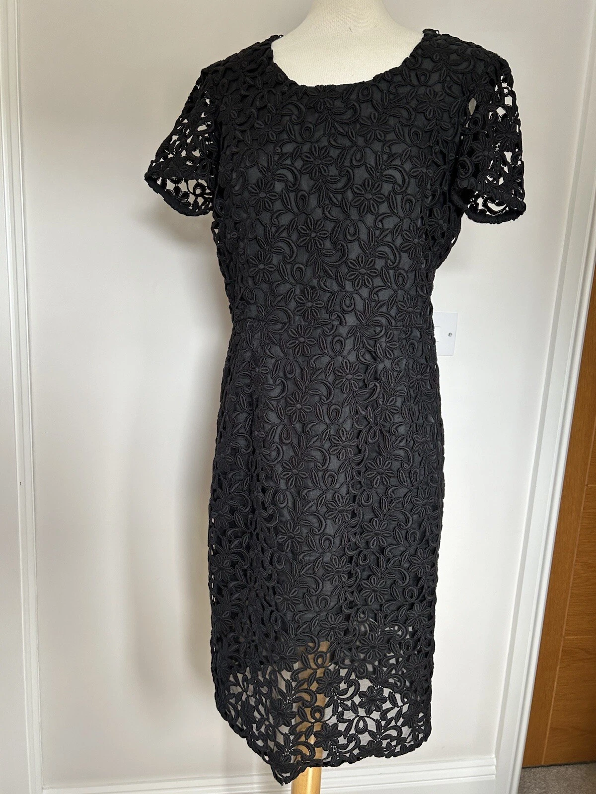 Abito a matita nero floreale Burberry London taglia UK 10 senza etichette