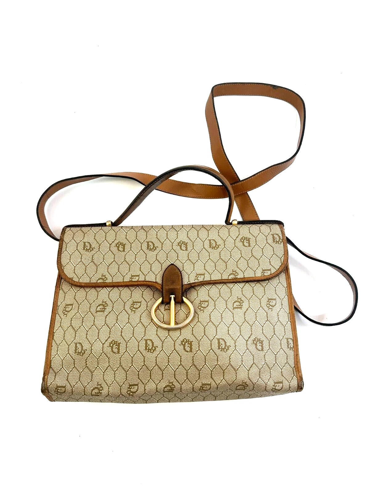 Sac bandoulière à rabat vintage Christian Dior en nid d'abeille