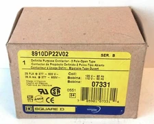 Square D 8910DP22V02 110/120 V AC 25 A 2 P N/O Definite Purpose Contactor