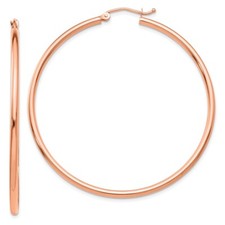 14k Rose Gold 2x50mm Hoop Earrings 2.7g L-50mm, W-50mm Gift for Mother