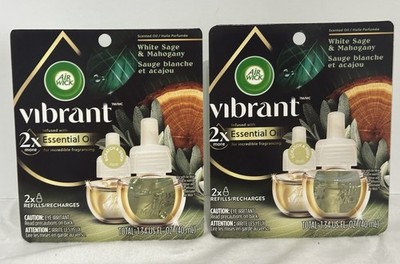 4 Airwick Vibrant White Sage & Mahogany Scented Essential Oil Refills